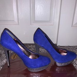 8 1/2 Dolce Vita Blue Suede Glitter Heels